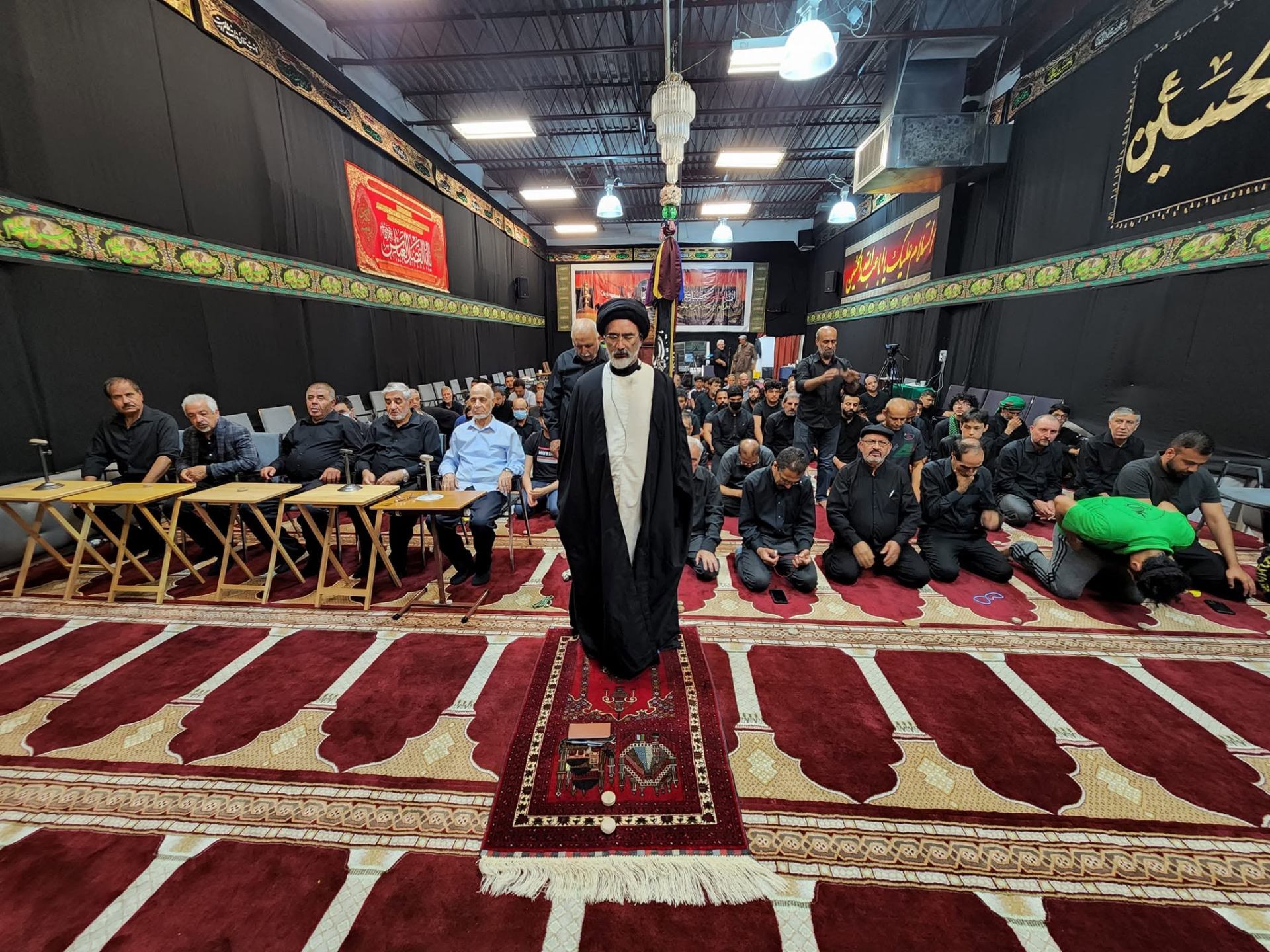 Mosque interior with warm lighting